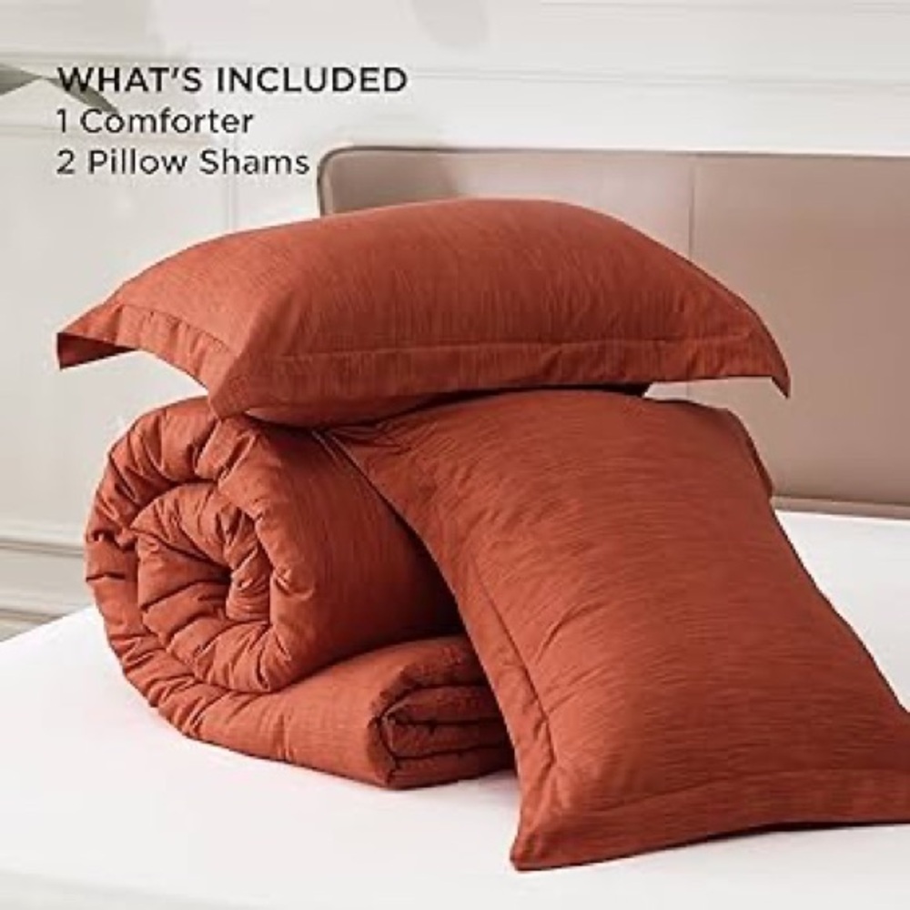 Rust Bedding Set with Comforter and Pillow Shams king size